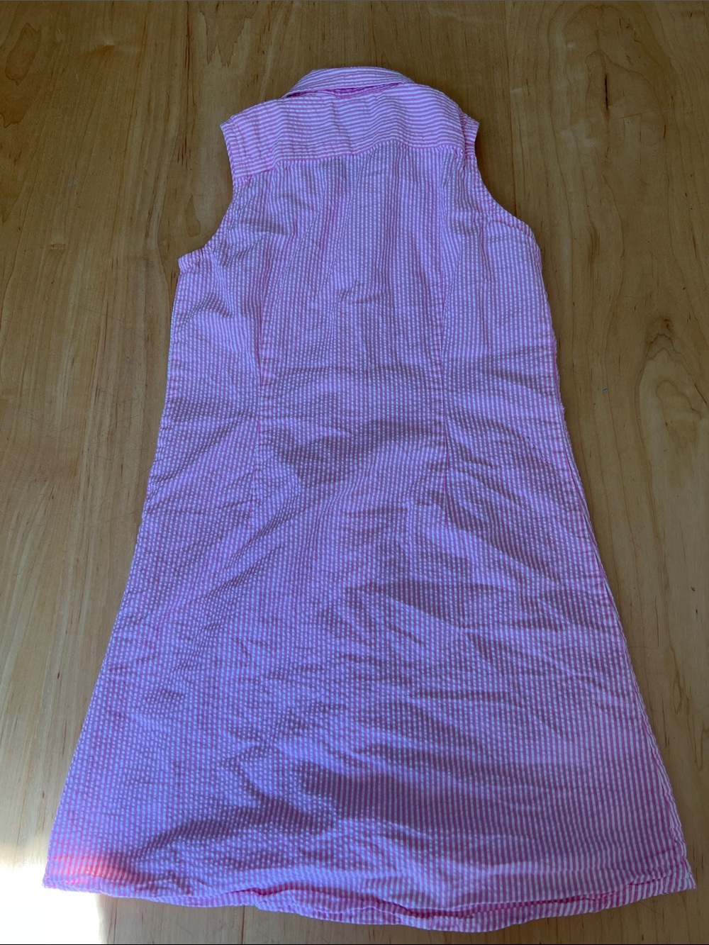 Ralph Lauren Pink & White Striped Seersucker Sleeveless Polo Top - Picture 8 of 9